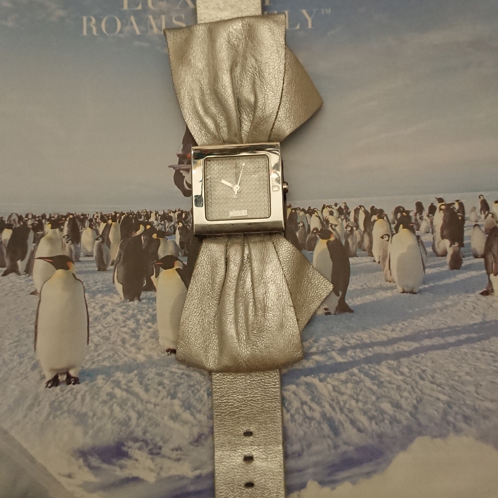 Moschino Time 4 Ribbon Pave Dial Silver Watch